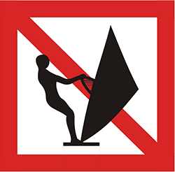 A. 17 - Zakaz pływania na desce z żaglem